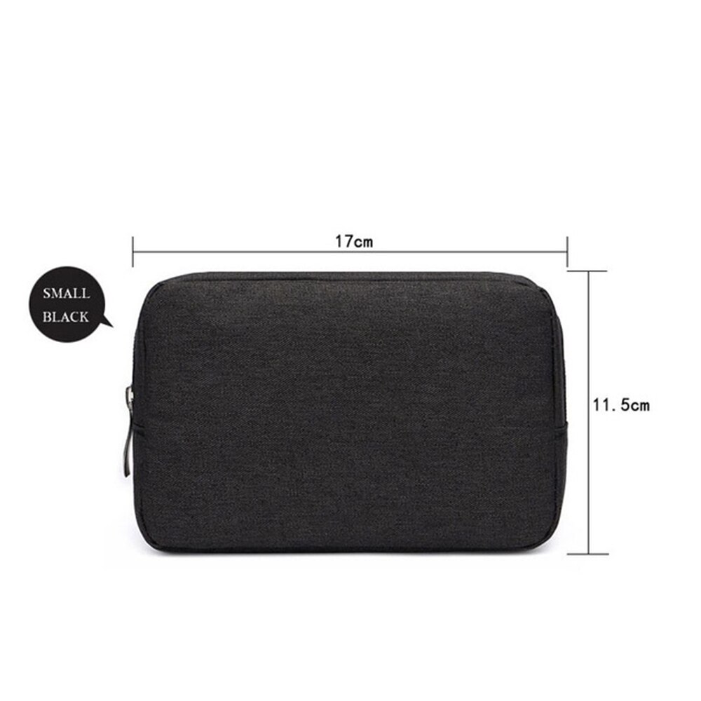 Travel Solid Make Up Bags Carrying Wash Cosmetic Tote Bag Makeup Beauty Cable Organizer Toiletry Pouch Storage Cosmetic Case Bag: Black-S