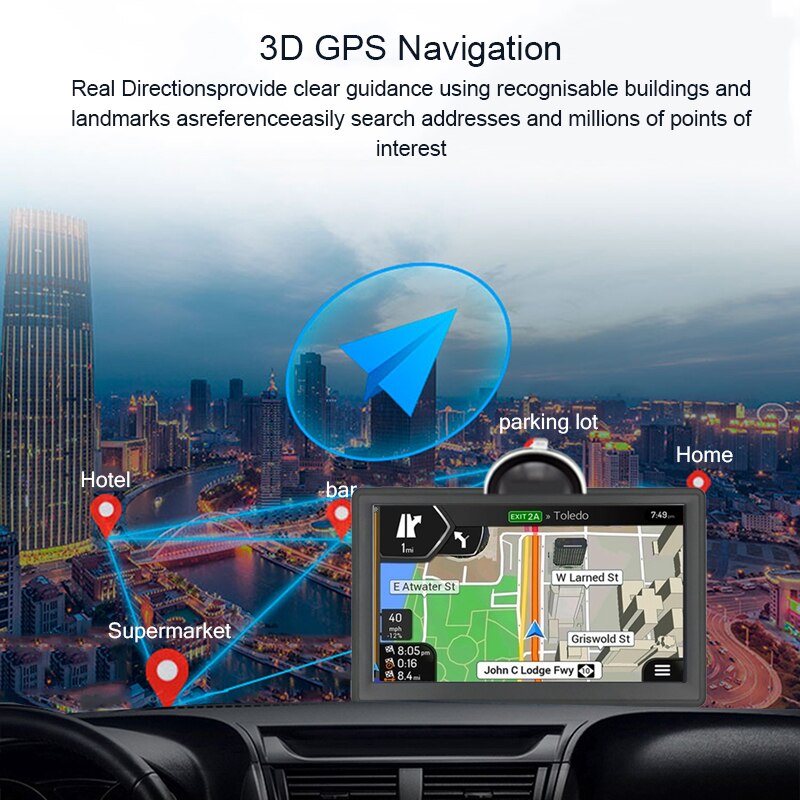 Navegador GPS con pantalla de 7 pulgadas, GPS para coche, MTK, 800MHz, RAM, 256M de ROM, 8G, HD, 800x480, sistema de navegación, mapas de Europa