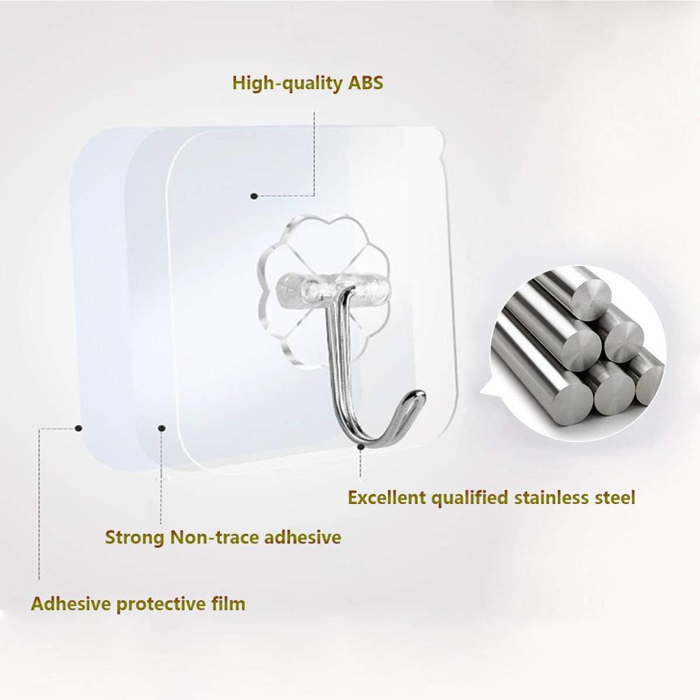 Ganchos adhesivos colgadores para pared de cocina, sin clavos colgadores adhesivos con ganchos de acero inoxidable, ganchos para el techo, 12 y 20 paquetes