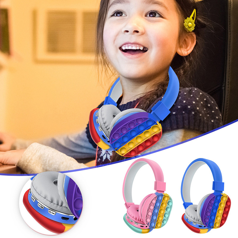 Wireless Bluetooth Headphones Silicone Fidget Toys Headsets Sensory Bubble Toy Antistress Head-Mounted Stereo Bluetooth Earphone