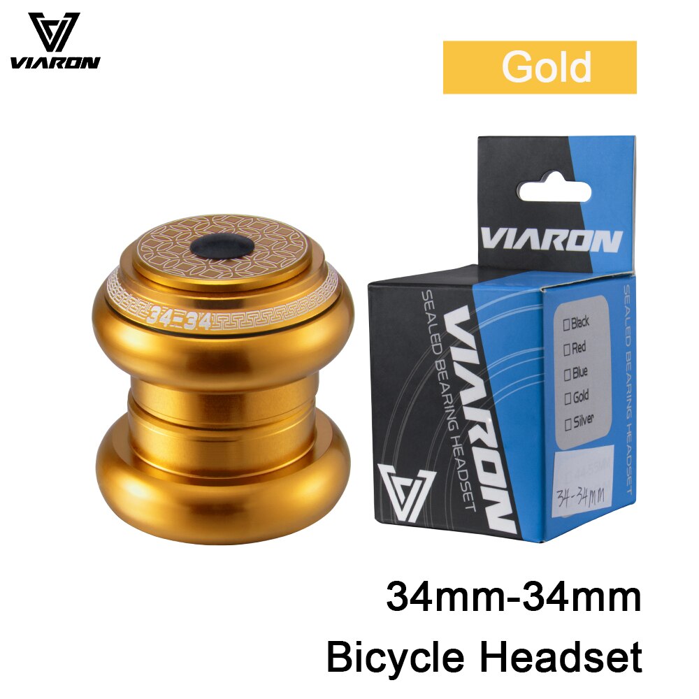 VIARON Fahrrad Headset 42mm 52mm CNC 1 1/8 &quot;-1 1/2&quot; MTB Lagerbier Gerade Verjüngt Rohr gabel Spalte Lenk Integrierte System: golden 34mm-34mm