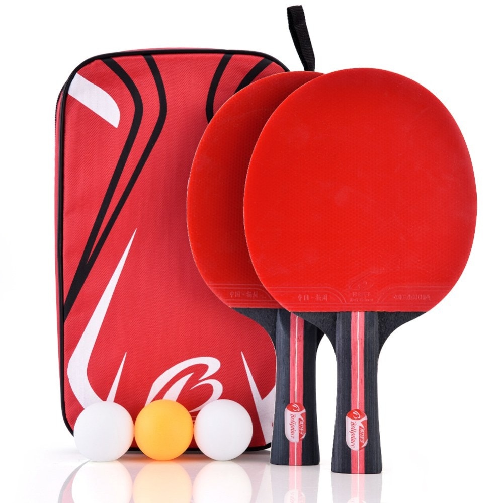 Boliprince Handvat Ping Pong Paddle 2-Speler Tafeltennis Bat Racket Met 3 Ballen Voor Shake Hand Grip spelers Set Met Zak