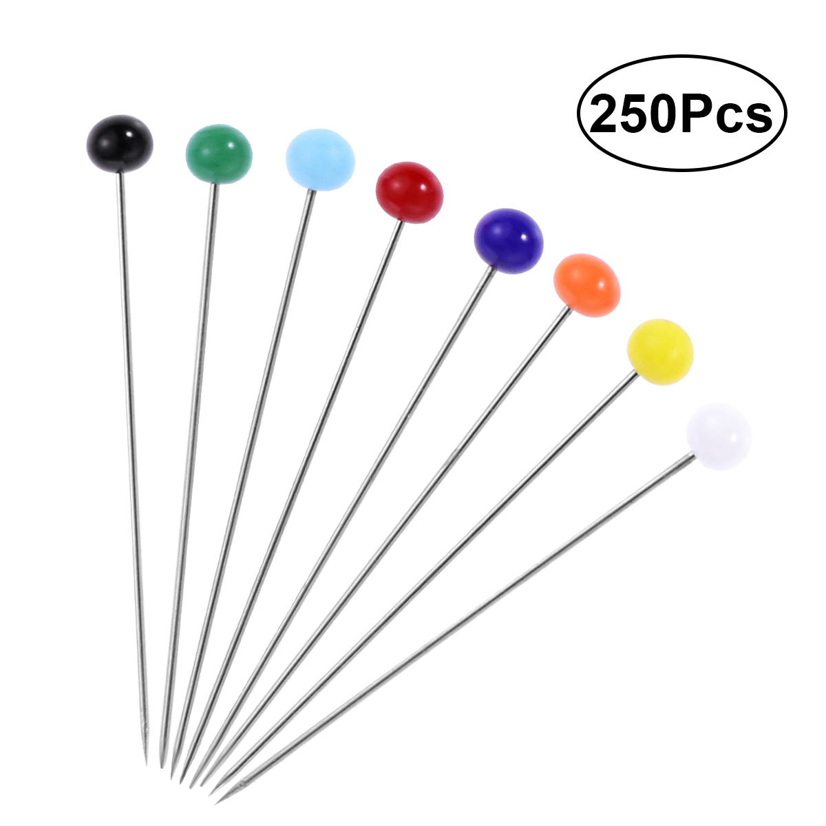 250 Uds de alfileres de cabeza Multicolor de Pin para manualidades de costura hágalo usted mismo (4mm CABEZA + 34mm)