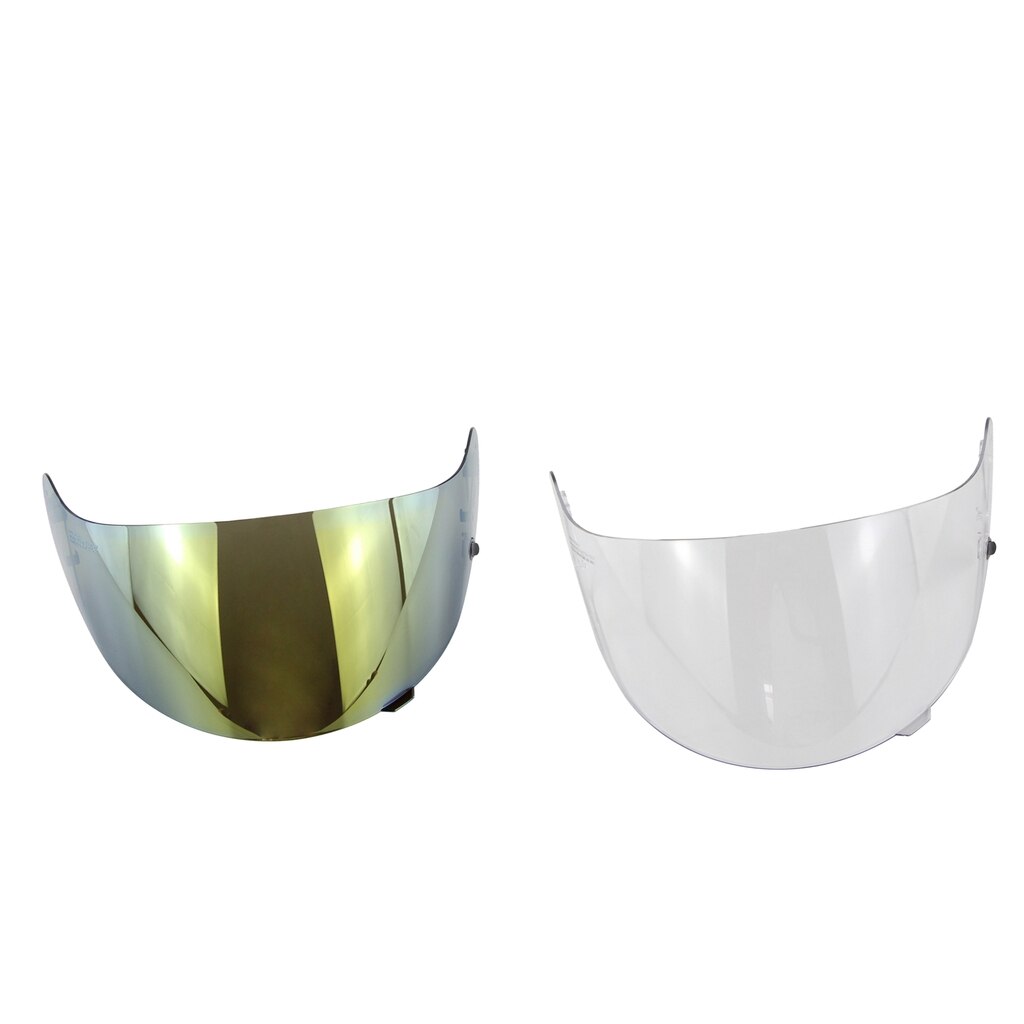 2pcs Motorcycle Helmet Visor Shield for HJC AC-12/CL-SP/CL-15/CL-16/FS-10/IS-16/CS-R1/CS-R2 Models (Clear+Gold)