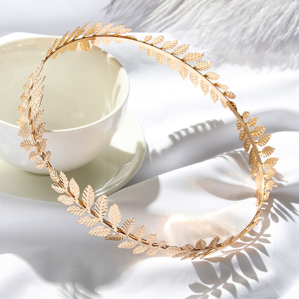 Vintage Hårbøjle Guld Blade Krans Bryllup Brude Tilbehør Hårbånd Kvinder Retro Krone Smykke Tiara