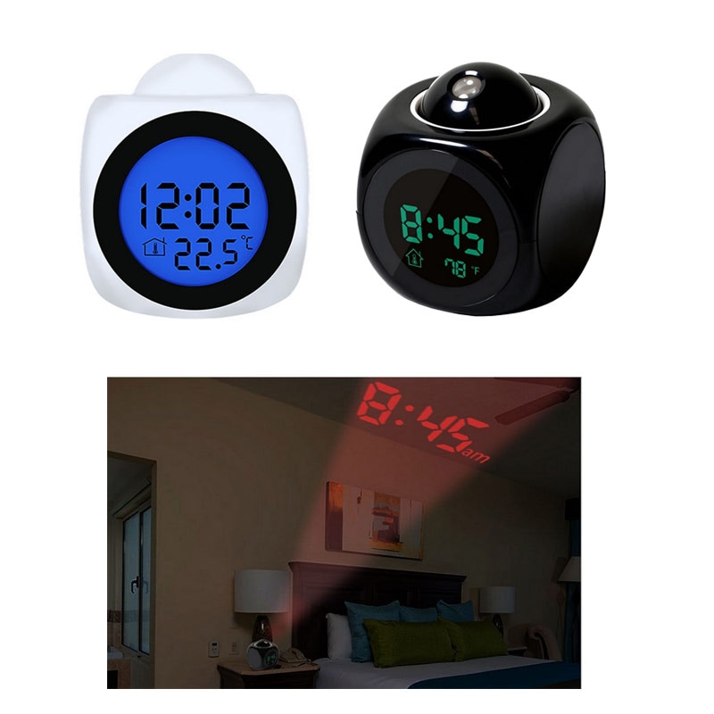 Projection Alarm Clock Digital LCD Voice Talking Function, Alarm/Snooze Display LED Wall/Ceiling Projection