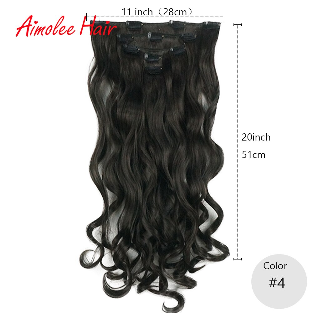 20 " lang 5 stk/sæt bølget sort brun highlight hair extension syntetisk 11 clips in on hair extensions varmebestandigt hårstykke