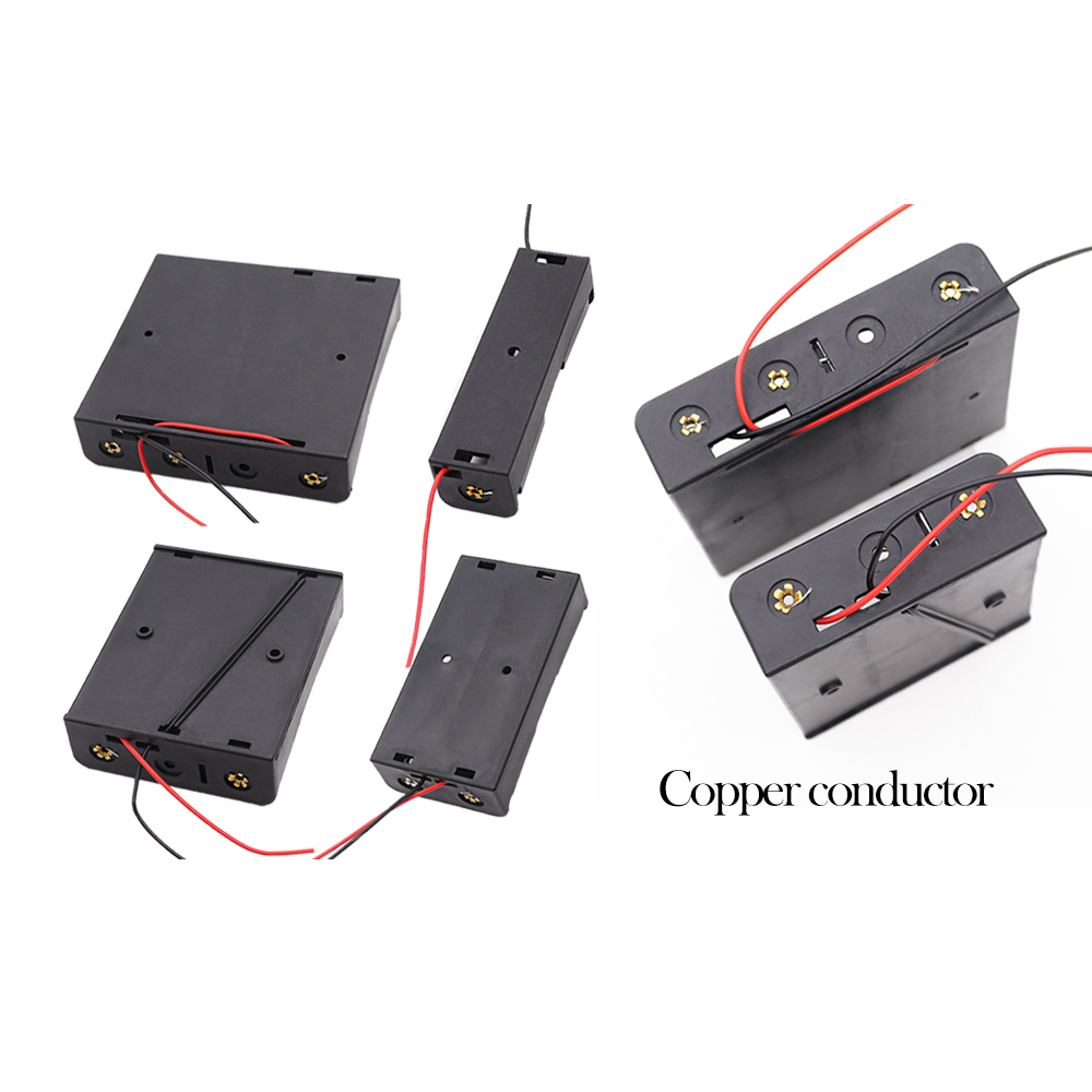 Caja porta baterías 18650, 1 ranura, caja de almacenamiento de batería de 3,7 V, contenedor de plástico de 1/2/3/4 celdas con conexión de cables negros y rojos, 3 uds.