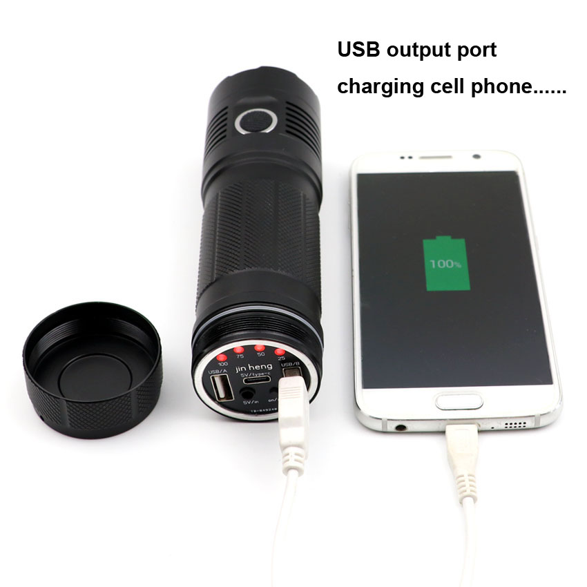 Jkk 03 xhp 70.3 xhp 50.2 kraftfuld led-lommelygte powerbank lommelygte usb-opladningslommelygte med høj lumen hårdt lys