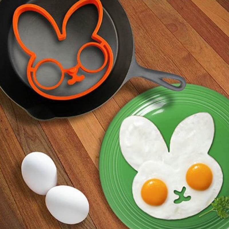 Sjove silikone ægringe nonstick omelet æggeform til gør-det-selv morgenmad æg stegt pandekage forme kanin kranie køkkenredskaber: Kanin