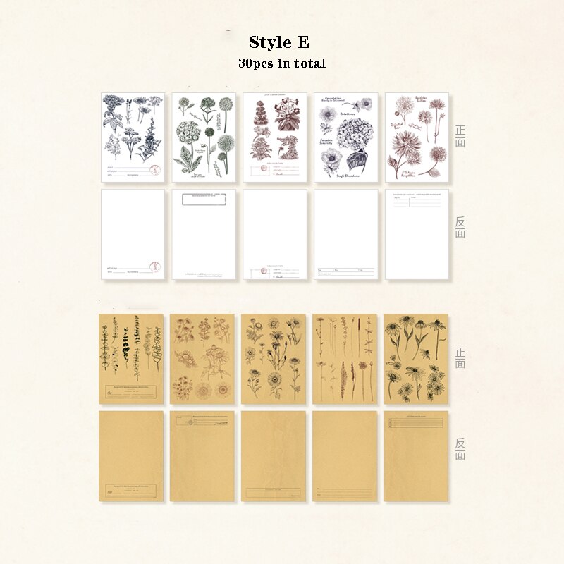 Mr.Paper 30pcs/pack 8 Designs Plant Material Paper Diary Scrapbooking Diary Planner Decorative DIY Craft Paper Stationery: E