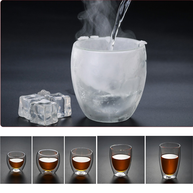 Wärme Beständig Glas Tasse Doppel Wand Coffe Becher Borosilikatglas Bier Becher 80/150/250/350/400ML Wasser Tasse Transparent Drink