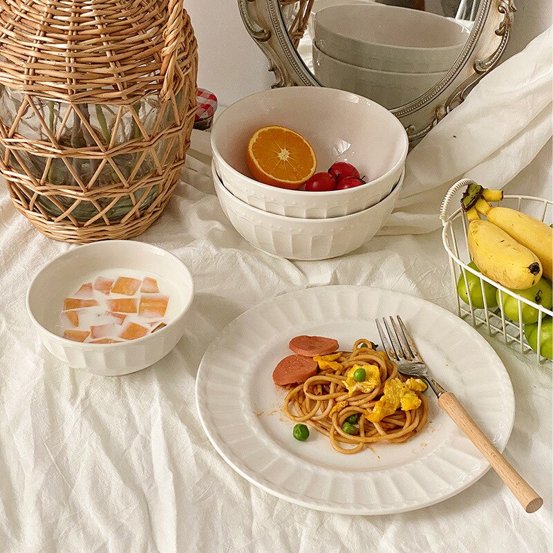 Juego de platos de cerámica europeos para el hogar, cuencos decorativos de cereales para el desayuno, platos de ensalada de frutas de escritorio para restaurante occidental