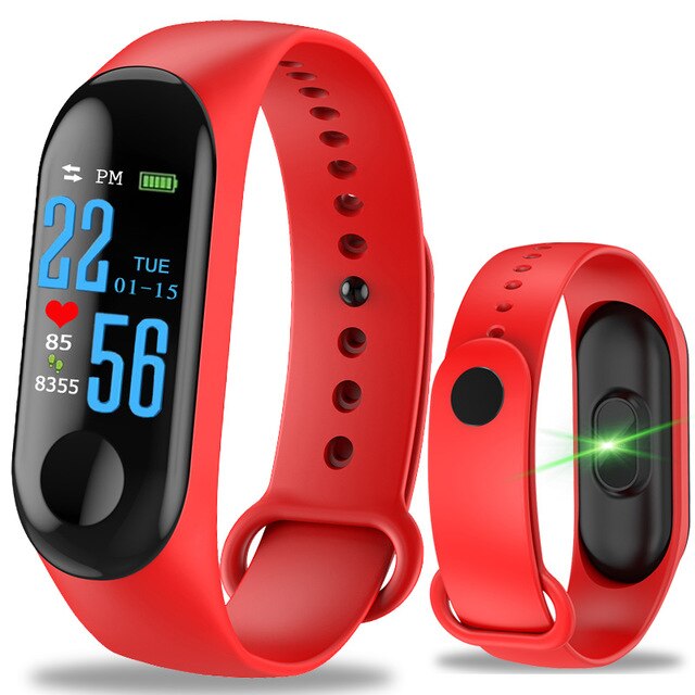 K' kleurenscherm smartwatch sport fitness armband  ip68 waterdichte bloeddruk zuurstof activiteitstracker voor mannen vrouwen horloges: Rood