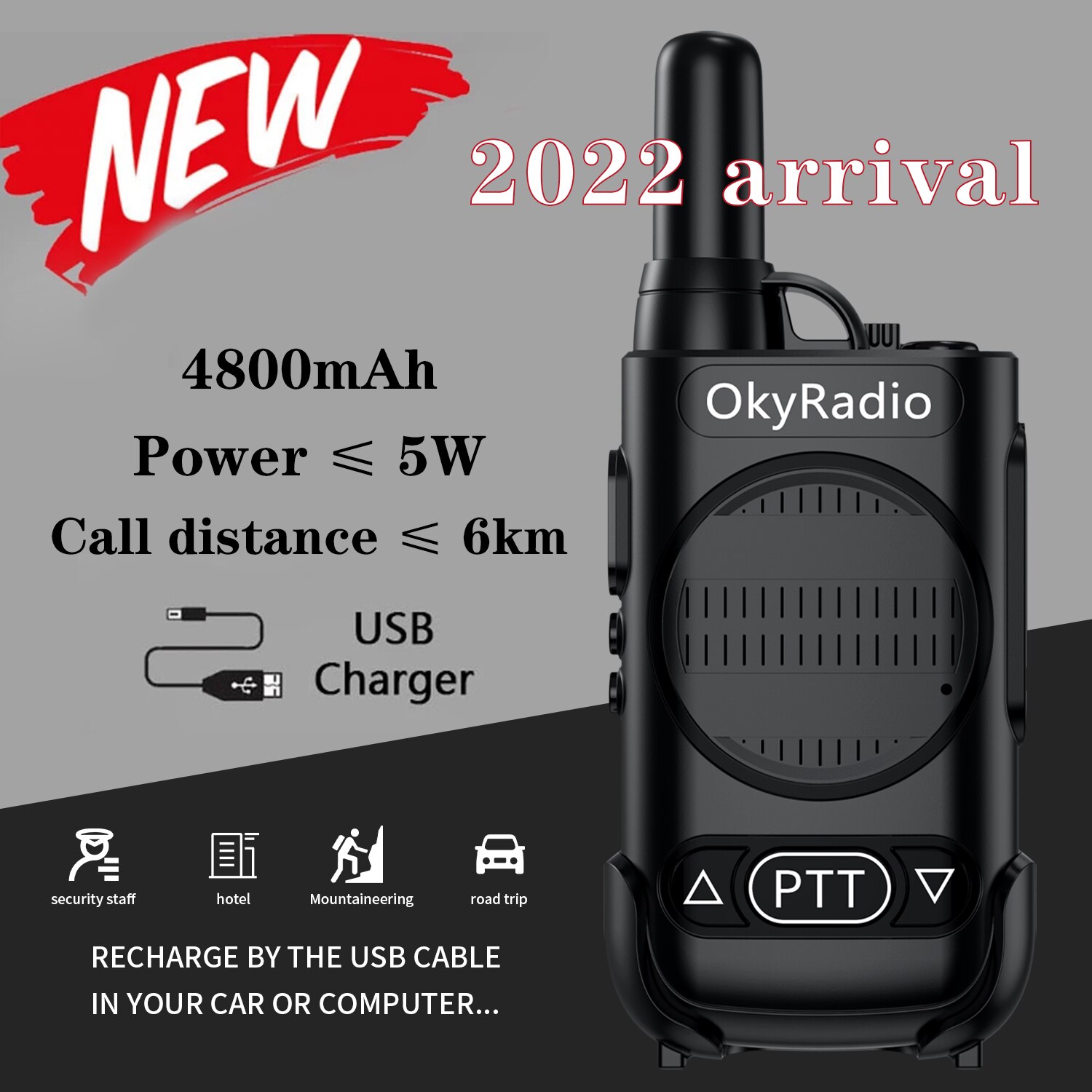 5w Power Work Walkie-talkie 6km Call 4800mAh Battery Portable Waterproof Strong Anti Real-time Walkie-talkie