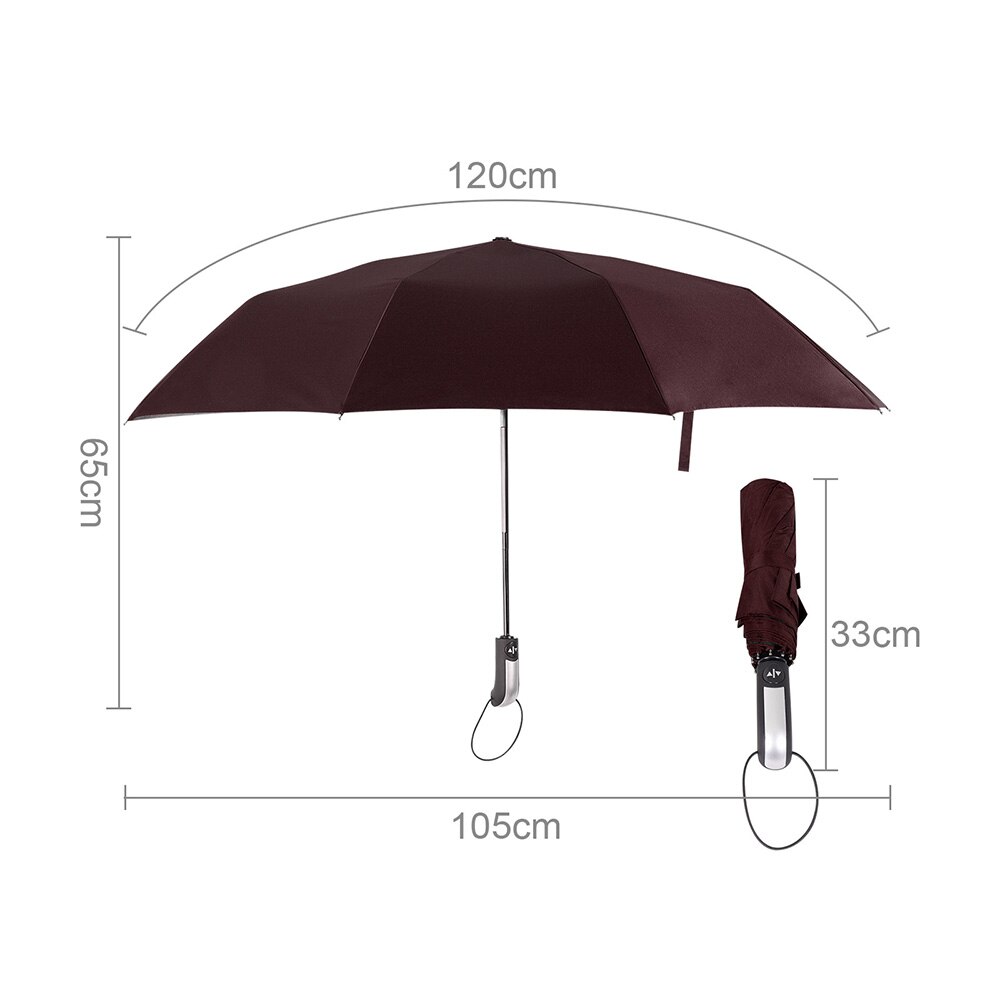10 Bones Wind Resistant Automatic Umbrella Women Men Black Coating Rain Parasol Compact Large Foldable Umbrella Travel Business: Coffee
