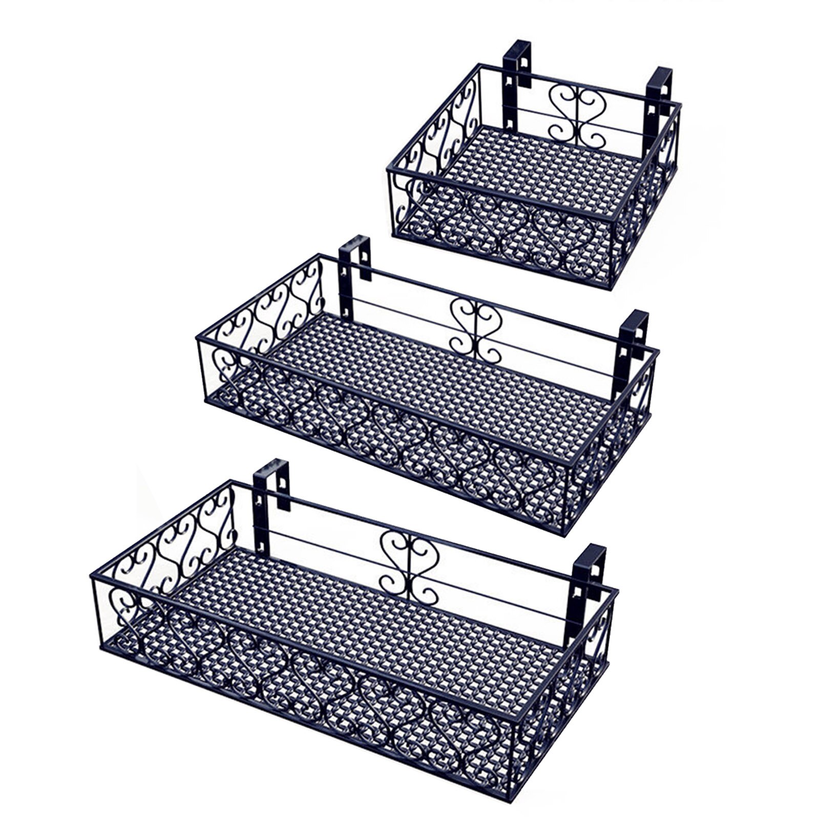 Balcony Hanging Iron Plant Succulent Stand Flower Pot Stand Rack Flowerpot Railing Shelf Flower Display Holder Home Decoration