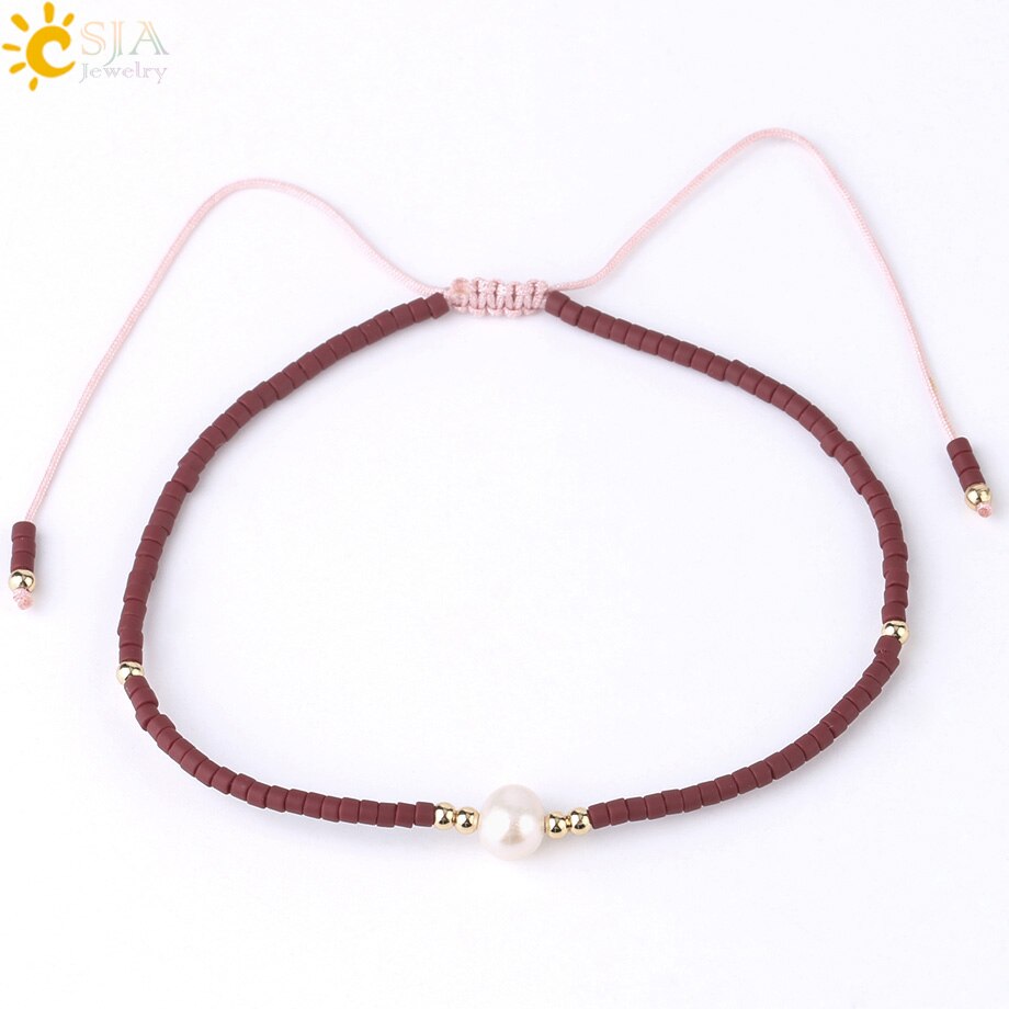 CSJA, Pulseras Miyuki de verano para Mujer, Pulseras para Mujer, , cuentas de perla Delica, joyería de mano, pulsera chapada en Color Metal S337: L