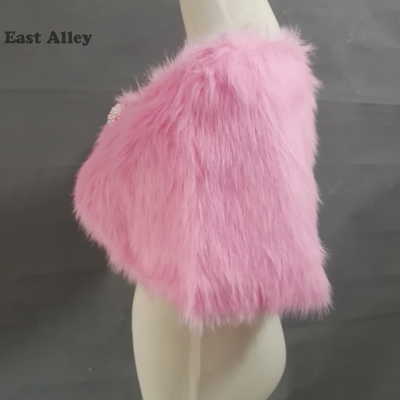 Ivory Black White Pink Faux Fur Wedding Shawl – Grandado