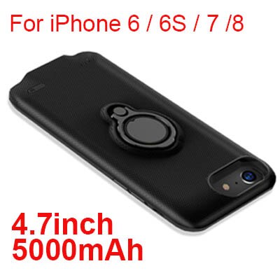 Funda para cargador de batería de 2500/3700/5000/7200mAh para iphone 6, 6s, 7, 8/6, 6s, 7, 8 Plus, funda para cargador de batería: 4.7 5000mah Black