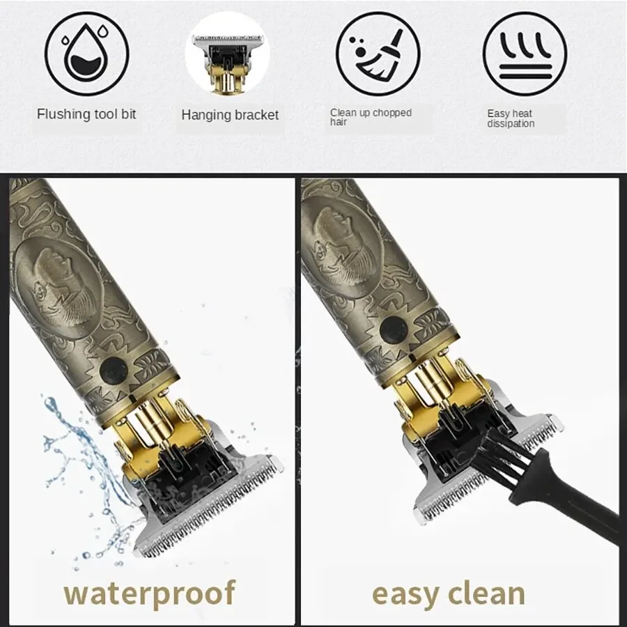 Coiffeur électrique avec affichage numérique LCD, chargement USB, batterie intégrée de grande capacité, longue durée de vie, sculpture, rasoir Bergame, populaire