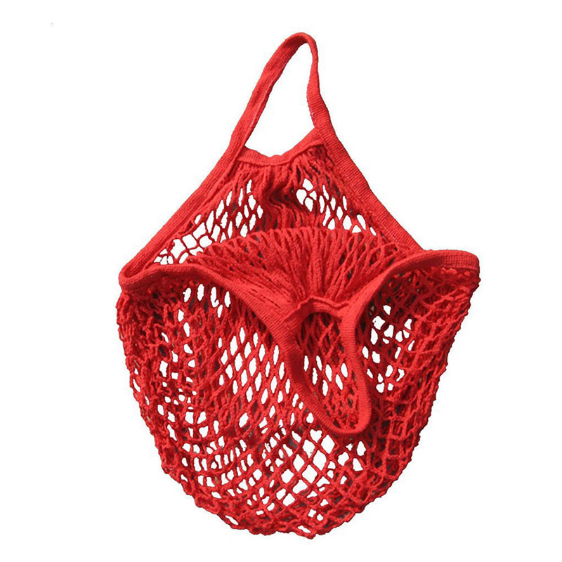 Eco Friendly Reusable Produce Bags Reusable Organic Cotton Mesh Bags for Fruit Vegetable Shopping Handbag Long Handle Net Tote