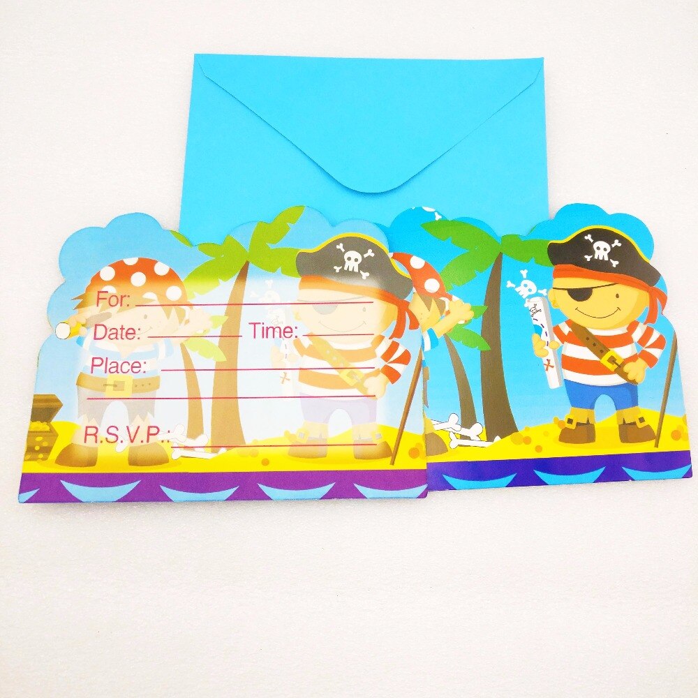 6 stuks/zak cartoon piraten uitnodigingskaart bedankje verjaardag leuke feestbenodigdheden evenement decoratie kinderbenodigdheden kinderen piratenfeest