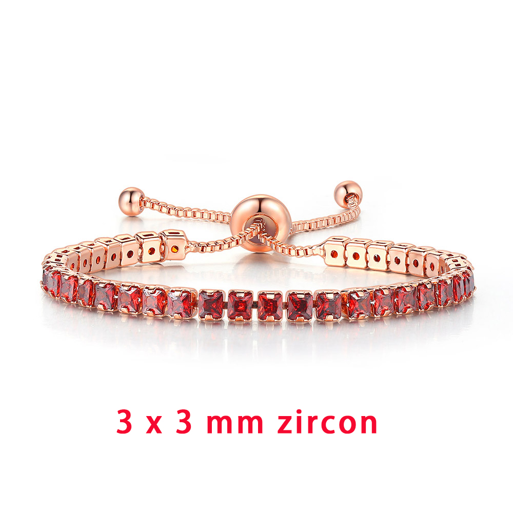 Zhouyang amizade pulseiras para mulher 2.5*2.5mm zircão quadrado rosa cor de ouro artesanal pulseira jóias presente por atacado h024: DZH007