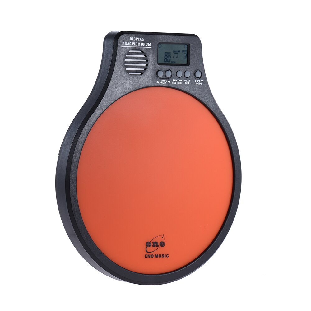 12in Rubber Pad Electronic Dumb Drum Metronome Practice Dumb Drum for Jazz Drums Exercise Training Percussion Drum Pad: eno DEM-40 Orange