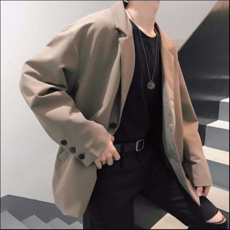 Traje pequeño Vintage para hombre, chaqueta de estilo coreano que combina con todo, Otoño, para estudiantes, trajes informales holgados de manga larga