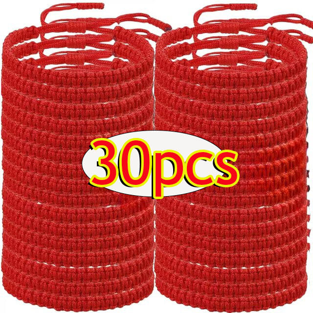 1-30 Uds. Pulseras hechas a mano de color rojo de la suerte para mujeres y hombres, pulseras con nudos de cuerda trenzada ajustable budista tibetano, pulseras de joyería,