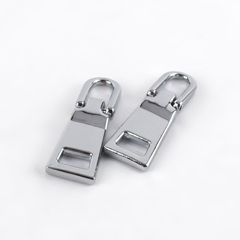 Meetee 10Pcs 9X28Mm 3 # Metalen Rits Trekkers Ritsen Pull Tab Zip Reparatie Kits Diy Kleermaker gereedschap Naaien Hardware Accessoires: Chrome