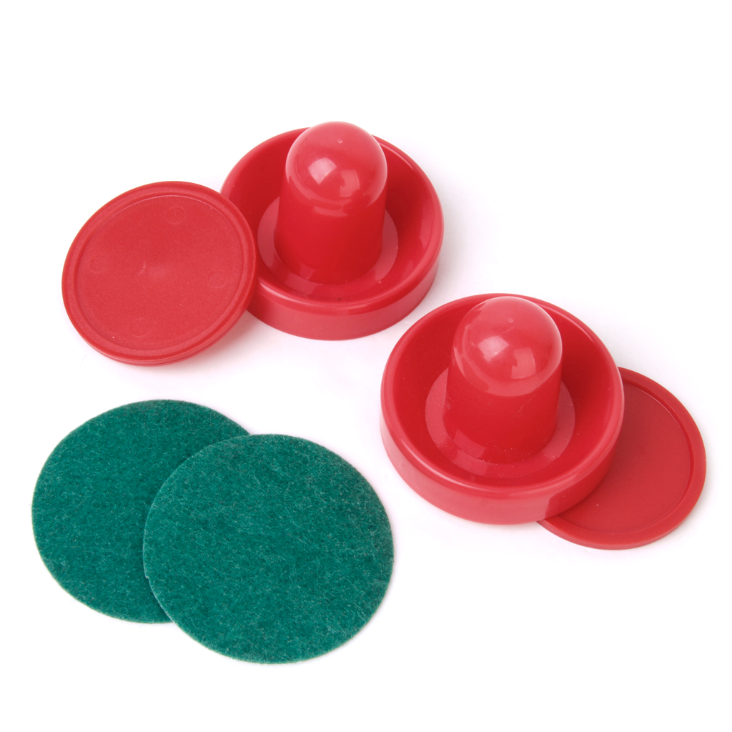 Set of 4 Air Hockey Pucks and Paddles Replacment - 2 Pucks 2.5 inch + 2 Slider Pushers - Red, Game Tables Equipment Accessories