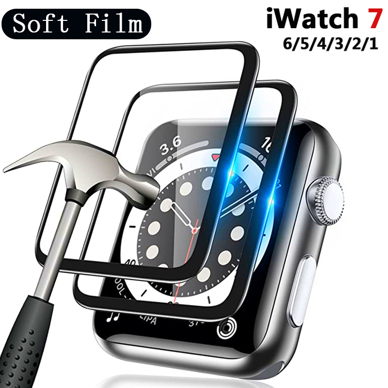 Protecteur d'écran pour apple watch 7, film souple étanche en verre trempé pour iwatch 7/6/5/4/3, 45MM 41MM 38MM 40MM 44MM 42MM