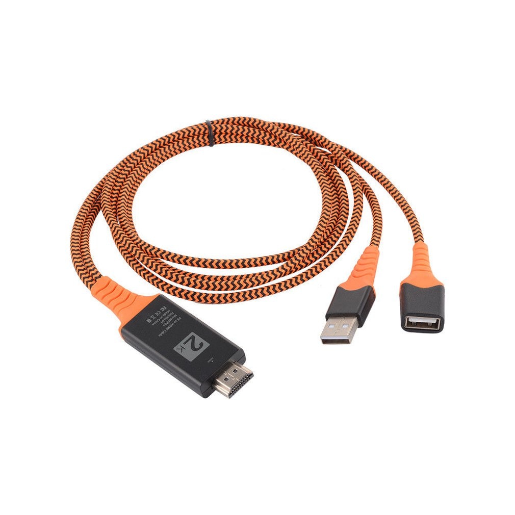 Draagbare Size Nylon Draad Gevlochten Usb Vrouwelijke Naar Hdmi Mannelijke Hdtv Adapter Kabel Ondersteuning Type-C Lightning Kabel: Default Title