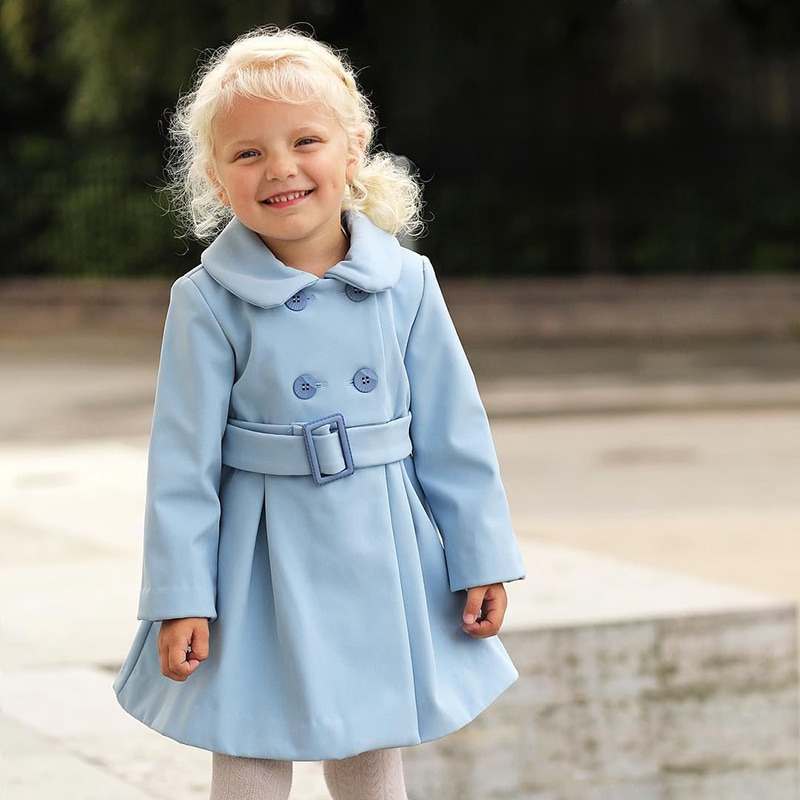 Geckatte Baby Meisje Lente Kleding Solid Button Flanel Kids Jas Voor Meisjes Kids Kleding Jassen Voor Meisjes Lente Kleding: Blauw / 3T