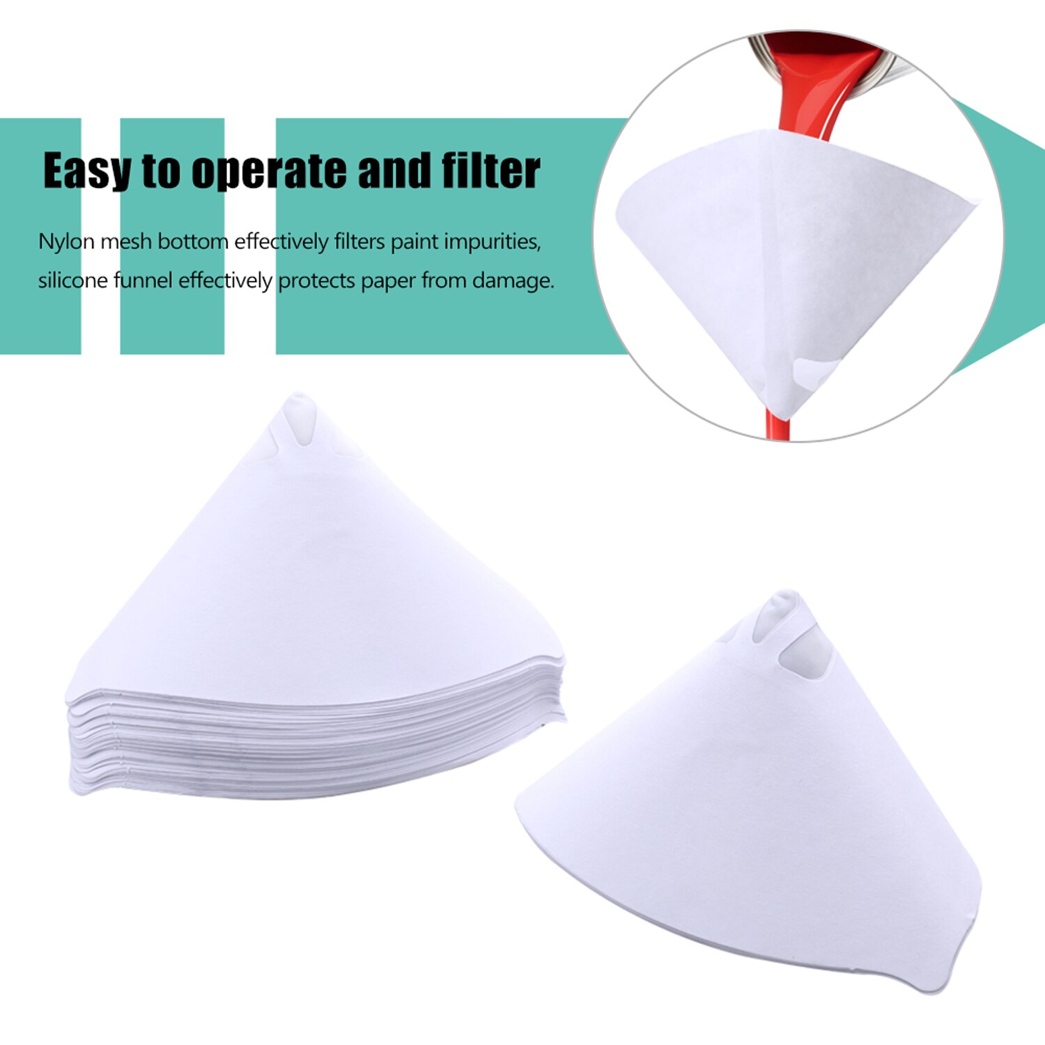 Paint Coating Filter Paper Screen Net Filter Cone Strainer with Mini Silicone Gel Foldable Funnel Hopper Kitchen cooking tools