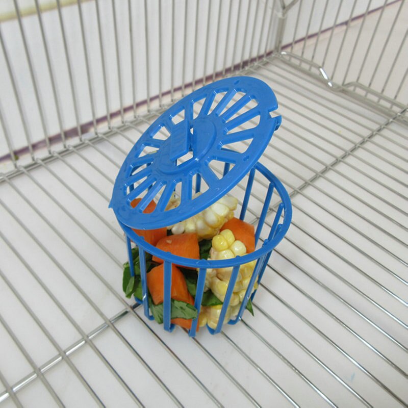 Cute Bird Parrot Feeder Cage Fruit Vegetable Holder Cage Accessories Hanging Basket Container Bird Supplies Plastic Bird Cage
