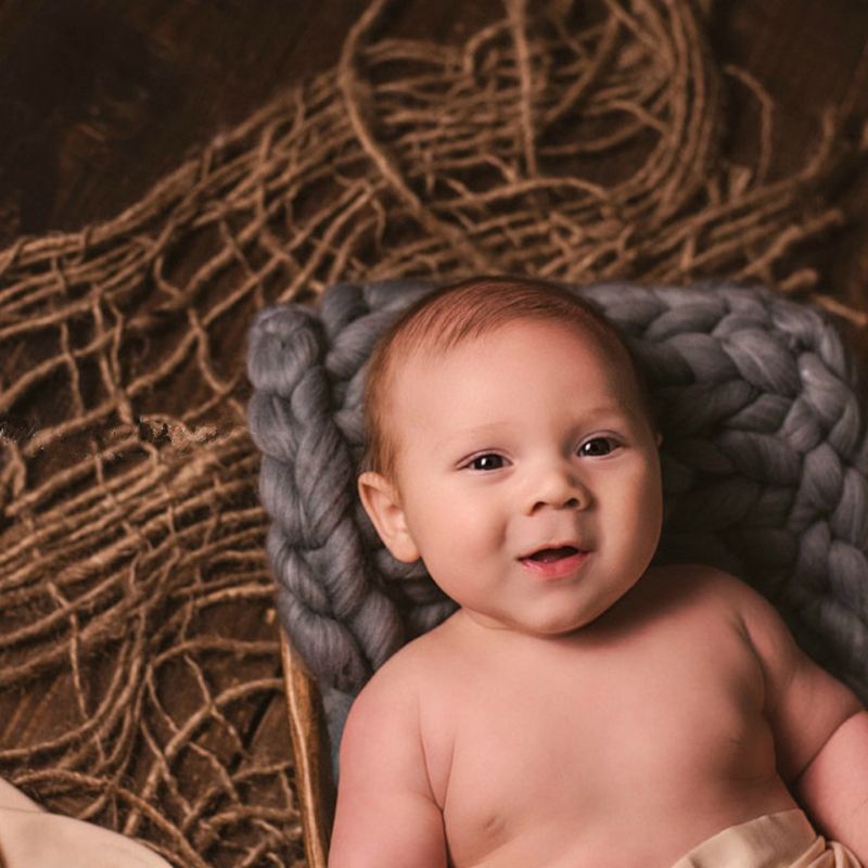 Nyfødt håndværk jute baggrund tæppe baby fotografering prop klodset jute lag netto studio rekvisitter