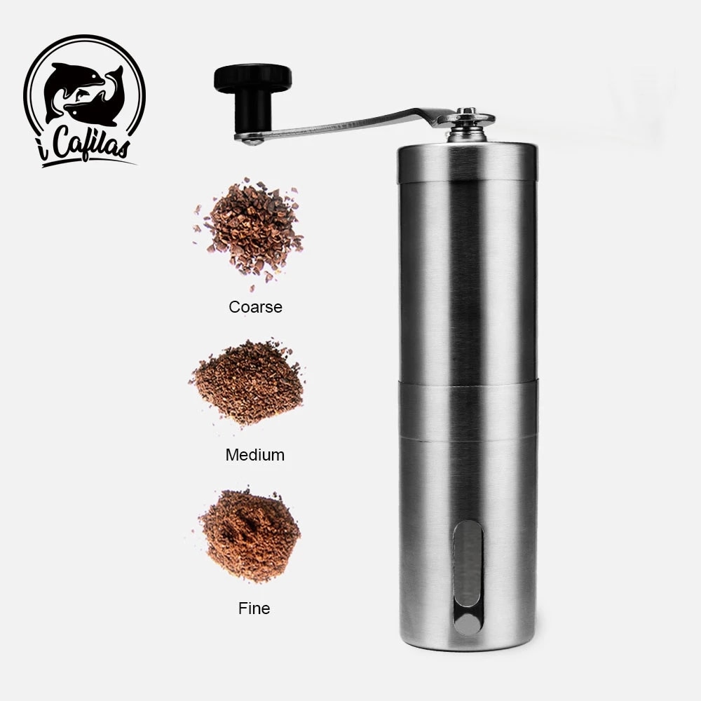Manual Coffee Grinder for French Extruder Machine Handheld Mini Brushed Stainless Steel Portable Conical Grinder Kitchen Grinder