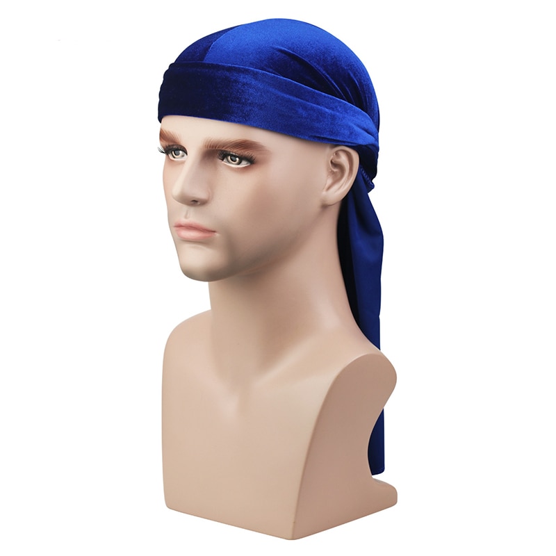Unisex Fluwelen Ademend Bandana Hoed Mannen Durag Fluwelen Lange Staart Durag Mannen Hip Hop Tulband Vrouwen Chemo Cap Ademend Bandana hoed