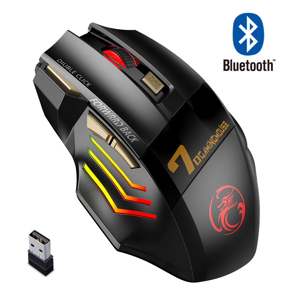 Draadloze Muis Bluetooth Gamer Computer Muis Gaming Muis Oplaadbare Ergonomische Muis 5500 Dpi Stille Muizen Voor Laptop Pc: Black Bluetooth