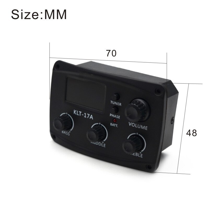 KLT-17A Acoustic Guitar EQ Preamp 70*48mm with Digital Procedding Tuner 3 Band EQ Equalizer with Tuner Guitar Pickup