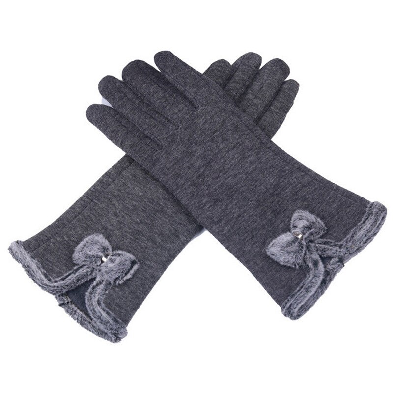 Mulheres Venda quente da Tela de Toque À Prova de Vento Ao Ar Livre Esporte Bowknot Mornas do Inverno Luvas 5 Cores Adultos Criança Luvas de Tela de Toque À Prova de Vento: Cinza