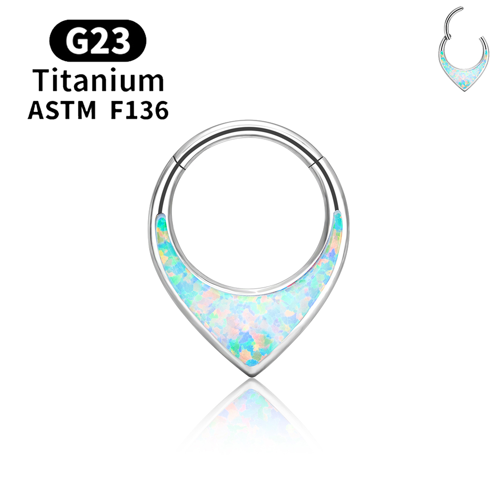 G23 espejo de titanio Luna gota de agua anillo de nariz tabique Piercing Clicker 16G segmento cartílago del trago Daith aro pendientes joyería: Negro / Color oro puro
