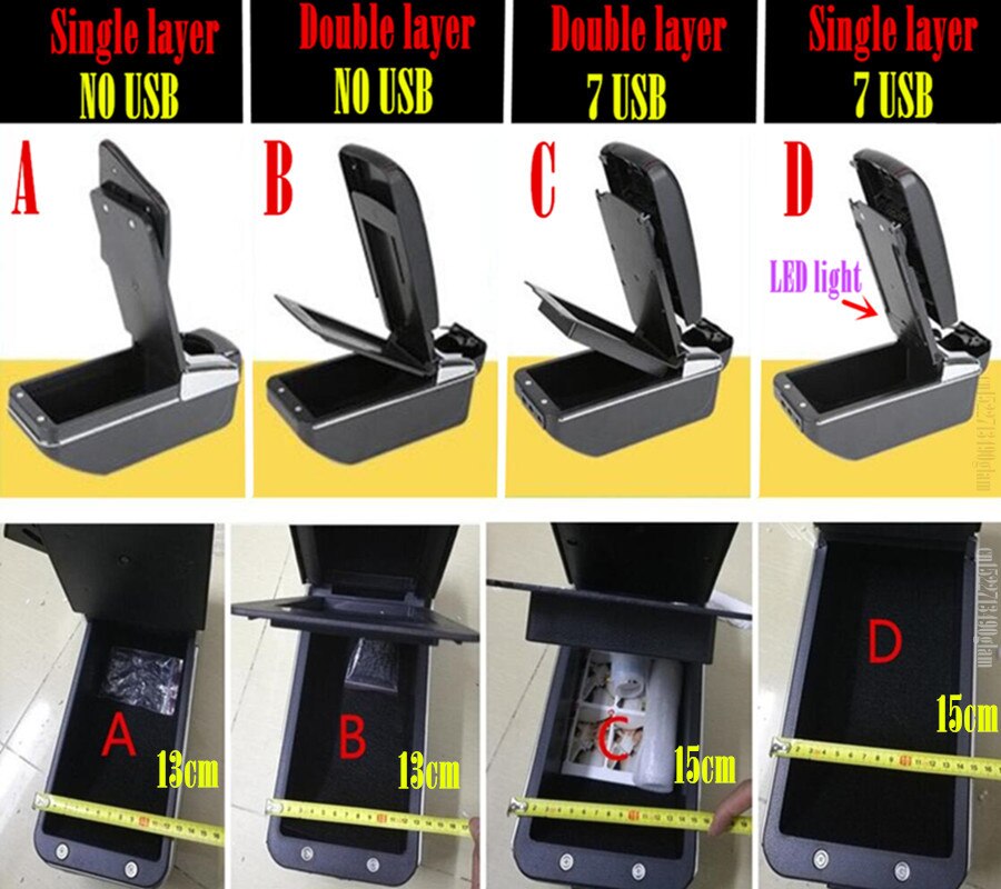 Para ford focus 2 caixa de apoio de braço mk2 acessórios do carro peças retrofit nanterior ford focus 2 caixa de apoio de braço do carro centro caixa armazenamento usb