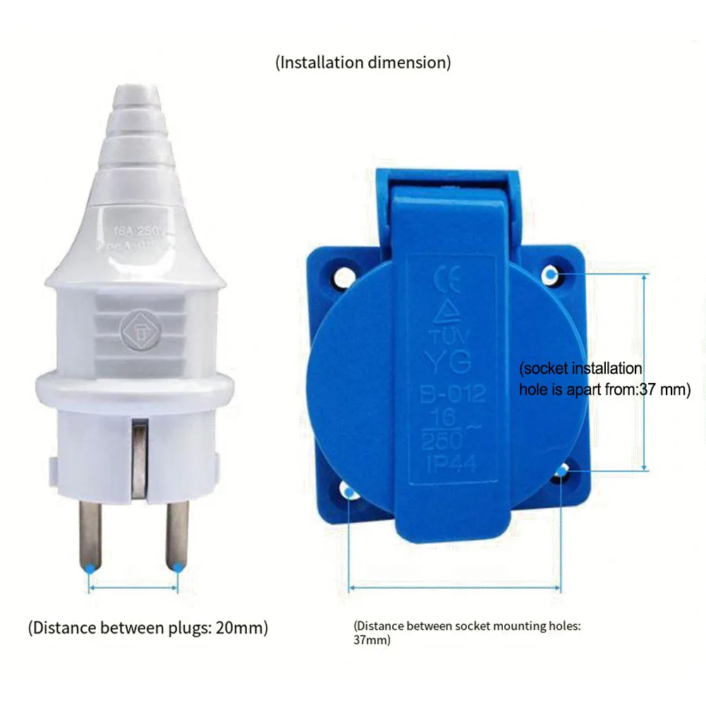 1 Uds enchufe Industrial impermeable enchufe europeo cobre enchufe europeo 220V 16A conector de alimentación eléctrica impermeable a prueba de polvo