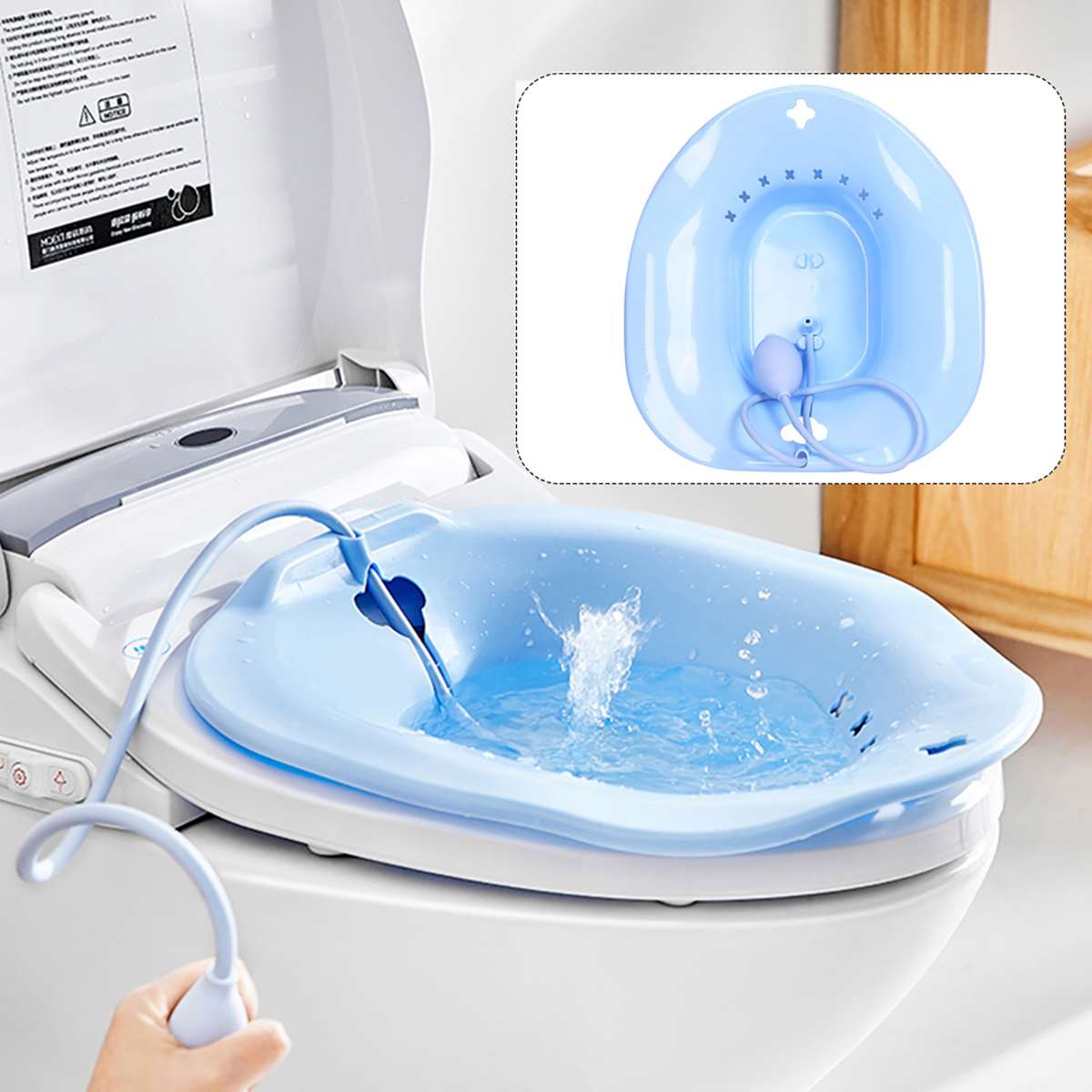 Badekar badekar hofteflusher badekar gasning badekar til barsel gravide kvinder hæmorroider patienter toilet badeværelse: Blå