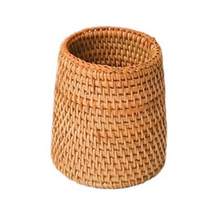 Simple Autumn Rattan Hand Woven Pen Holder Organizer Makeup Brush Holder Stationery Office Desk Accessories Decor: 2