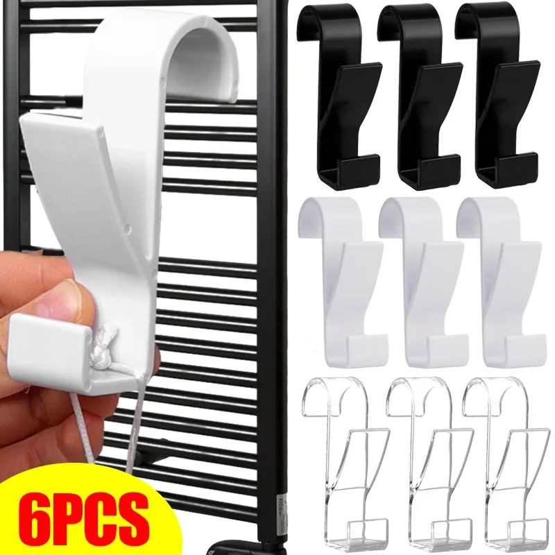 3/6PCS Badkamer Hanger Clips Verwarmde Handdoek Radiator Rail Haak Houder Multifunctionele Droogrek Haak Handdoek Kleding opslag Hanger
